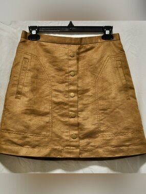 H&M Camel Button-Front Mini Skirt